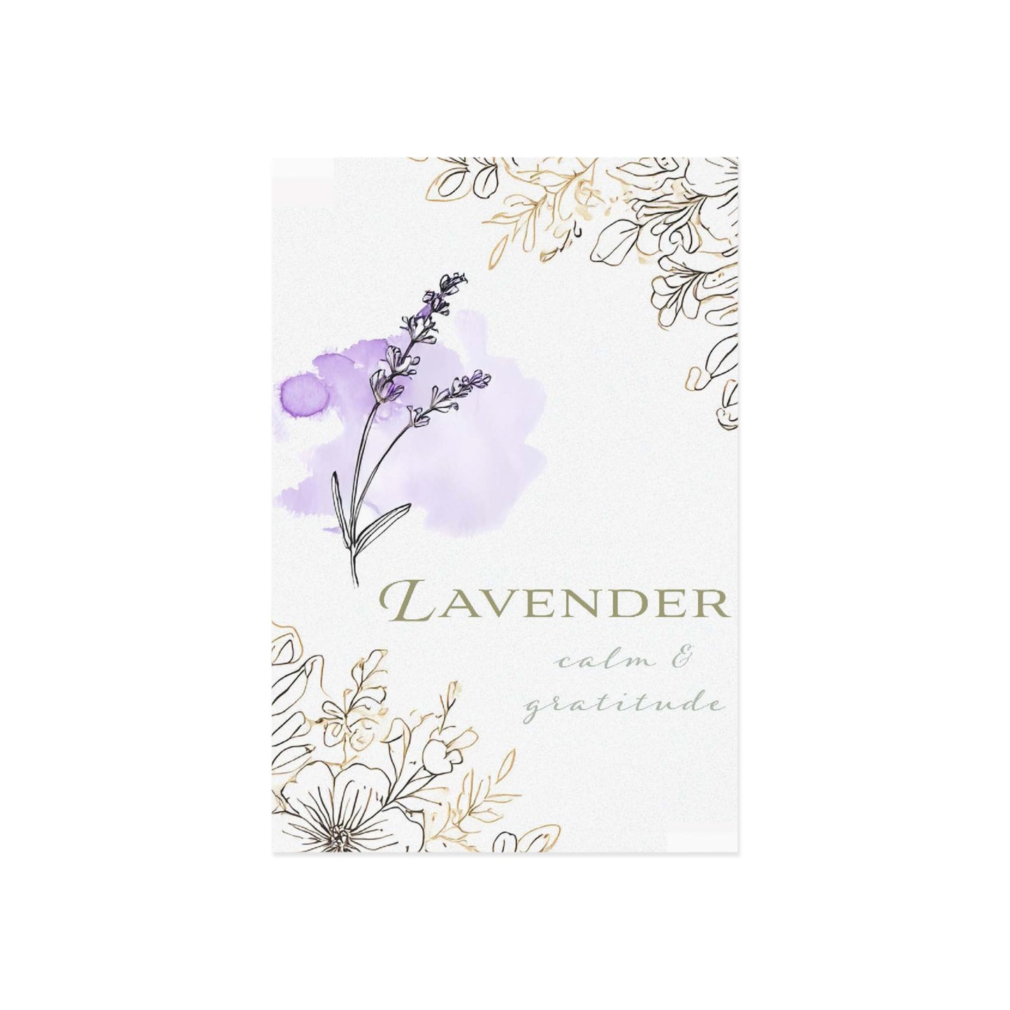 Botanical Lavender Journal Postcard - Calm and Gratitude