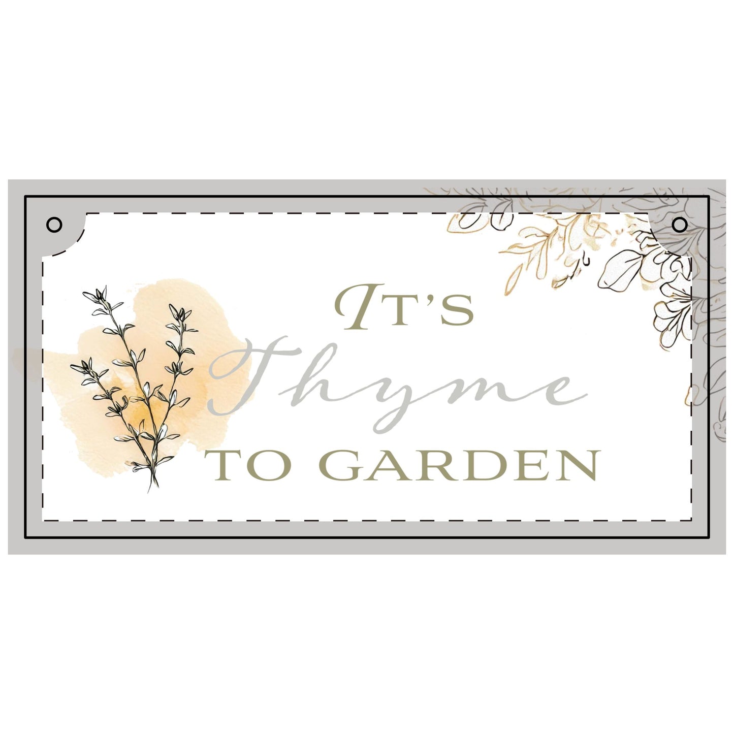 It's Thyme to Garden Small Wood Panel Botanical Sign for Herb Garden