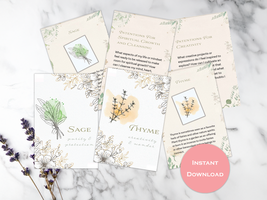 Botanical Themed Printable Journal Cards - Intention Setting Prompts & DIY Ideas Instant Download for Creative Journaling and Mindfulness