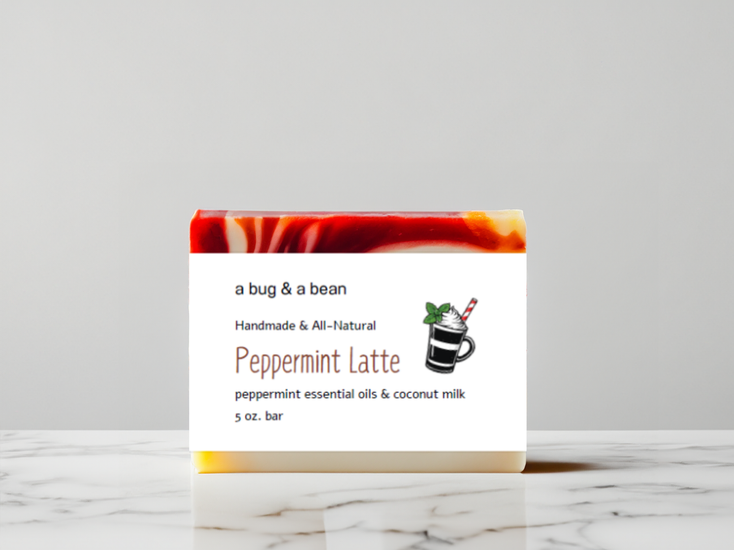 Soap Labels - Peppermint Latte Holiday Labels. Editable Soap Template. Printable Custom Wrap Around Label. Personalize Canva